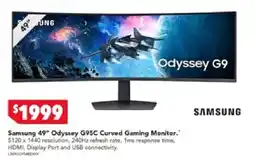 Harvey Norman Samsung 49" Odyssey G95C Curved Gaming Monitor offer