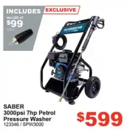 Total Tools Saber 3000psi 7hp Petrol Pressure Washer offer