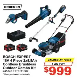 Total Tools Bosch Expert 18V 4 Piece 2x5.5Ah Cordless Brushless Outdoor Combo Kit offer