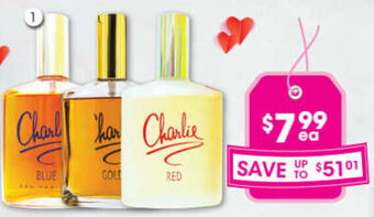 Good Price Pharmacy Revlon Charlie Blue, Gold Or Red 100ml offer