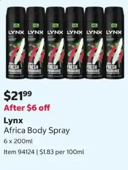 Costco Lynx Africa Body Spray offer