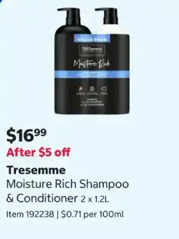Costco Tresemme Moisture Rich Shampoo & Conditioner offer