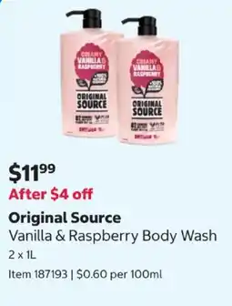 Costco Original Source Vanilla & Raspberry Body Wash offer