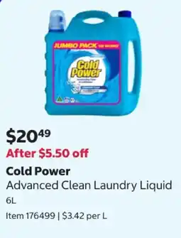 Costco Cold Power Advanced Clean Laundry Liquid offer