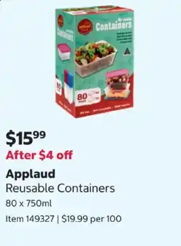 Costco Applaud Reusable Containers offer