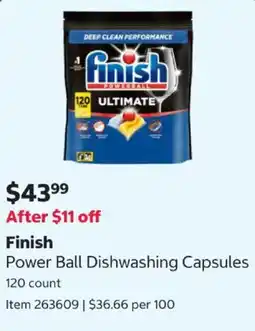 Costco Finish Power Ball Dishwashing Capsules offer