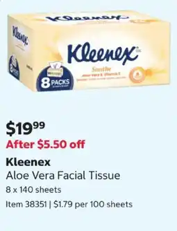 Costco Kleenex Aloe Vera Facial Tissue offer