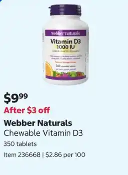 Costco Webber Naturals Chewable Vitamin D3 offer