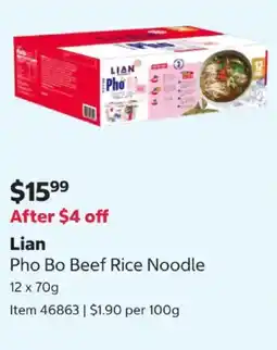 Costco Lian Pho Bo Beef Rice Noodle offer