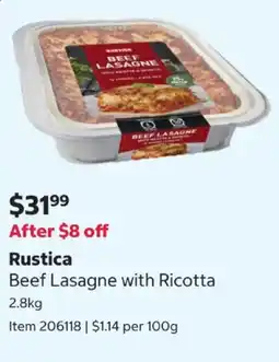 Costco Rustica Beef Lasagne with Ricotta offer