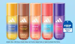 Good Price Pharmacy Adidas Vibes Chill Zone, Dream Glaze, Get Comfy, Happy Feels or Spark Up Body Mist offer