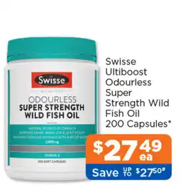 Good Price Pharmacy Swisse Ultiboost Odourless Super Strength Wild Fish Oil offer