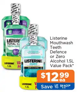 Good Price Pharmacy Listerine Mouthwash Teeth Defence or Zero Alcohol offer