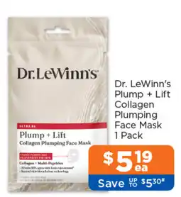 Good Price Pharmacy Dr. LeWinn's Plump + Lift Collagen Plumping Face Mask offer