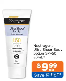 Good Price Pharmacy Neutrogena Ultra Sheer Body Lotion SPF50 offer