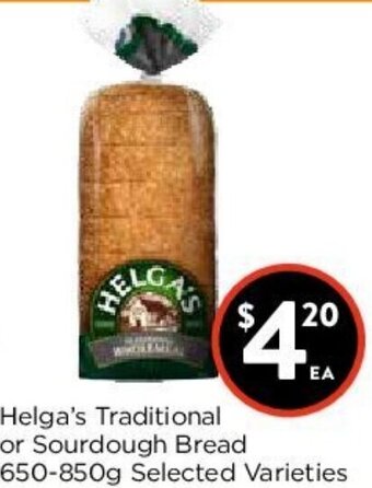 Foodworks Helga's Traditional Or Sourdough Bread 650-850g offer