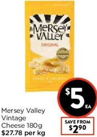 Foodworks Mersey Valley Vintage Cheese 180g offer