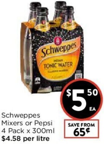 Foodworks Schweppes Mixers Or Pepsi offer