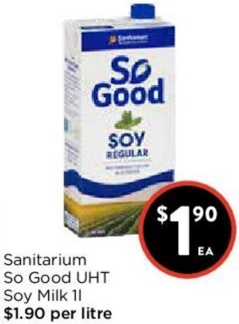 Foodworks Sanitarium So Good UHT Soy Milk 1L offer