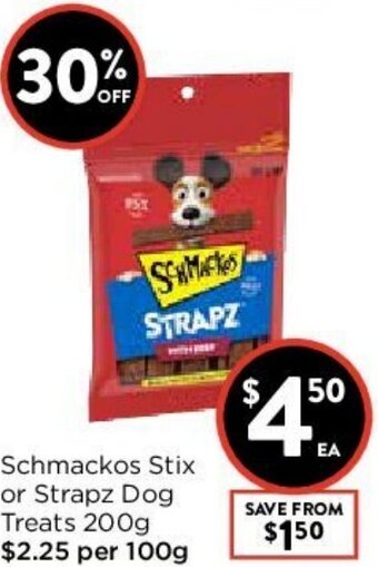 Foodworks Schmackos Stix Or Strapz Dog Treats 200g offer