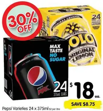 Spar Pepsi Varieties 24x375ml offer