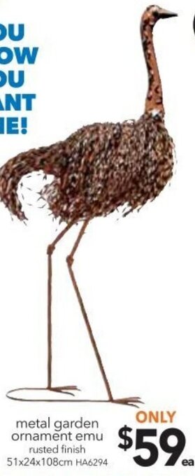 Cheap as Chips Metal Garden Ornament Emu offer