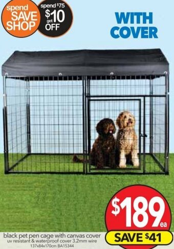 Cheap as Chips Black Pet Pen Cage With Canvas Cover offer