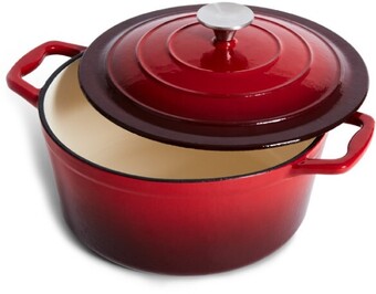 BIG W Masterclass Cast Iron Round Casserole Dish 26cm - Red offer