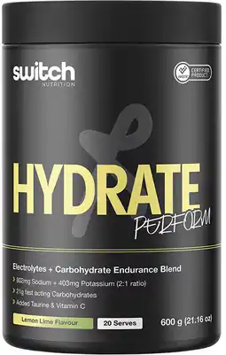 healthylife Switch Nutrition Hydrate Perform Electrolytes + Carbs Lemon Lime offer