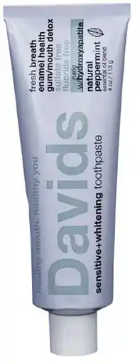 healthylife Davids Sensitive + Whitening Toothpaste With HA Peppermint offer