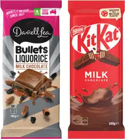 IGA Nestlé 118-180g or Darrell Lea 160-180g Chocolate Block Selected Varieties offer
