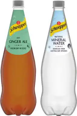 IGA Schweppes Mixers, Soft Drink or Natural Mineral Water 1.1 Litre Selected Varieties offer