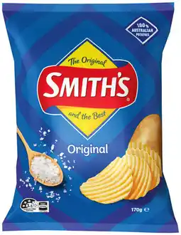 IGA Smith’s Crinkle Cut Chips 150‑170g Selected Varieties offer
