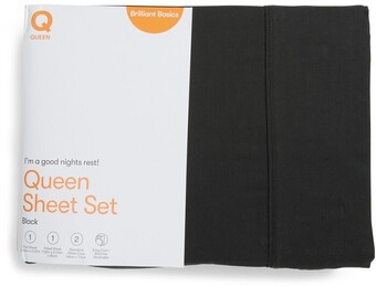 BIG W Brilliant Basics 180 Thread Count Sheet Set - Black offer