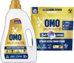 IGA OMO Ultimate Laundry Liquid 2 Litre, Powder 2kg or Capsules 28 Pack Selected Varieties offer
