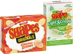 IGA Arnottʼs Shapes 130‑190g or Light & Crispy 120g Selected Varieties offer