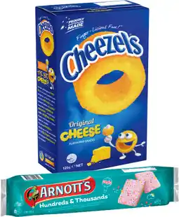 IGA Arnott’s Hundreds & Thousands Biscuits 200g or Cheezels Box 125g Selected Varieties offer