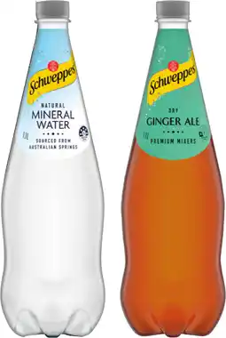 IGA Schweppes Mixers, Soft Drink or Natural Mineral Water 1.1 Litre Selected Varieties offer