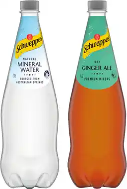 IGA Schweppes Mixers, Mineral Water or Soft Drink 1.1 Litre Selected Varieties offer