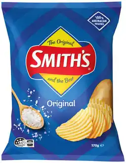 IGA Smith’s Chips 150‑170g Selected Varieties offer