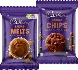 IGA Cadbury Baking Chocolate Chips 200g or Melts 225g Selected Varieties offer