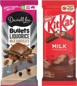 IGA Nestlé Chocolate Block 118-180g or Darrell Lea Chocolate Block 160-180g Selected Varieties offer