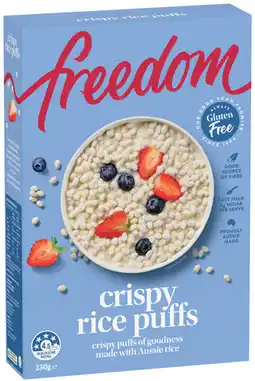 IGA Freedom Gluten Free Rice Puffs Cereal 250g or Corn Flakes 270g offer