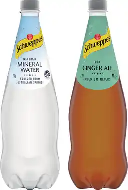 IGA Schweppes Mixers, Soft Drink or Natural Mineral Water 1.1 Litre Selected Varieties offer