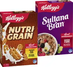 IGA Kellogg’s Cereal Nutri‑Grain 290g, Sultana Bran 420g or Special K Original 300g offer