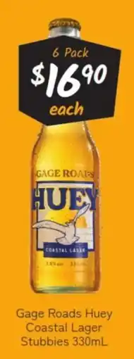 Cellarbrations Gage Roads Huey Coastal Lager Stubbies offer