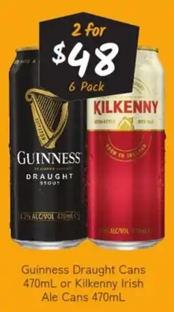 Cellarbrations Guinness Draught Cans or Kilkenny Irish Ale Cans offer