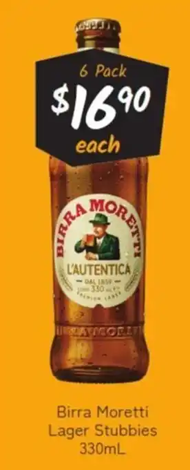 Birra Moretti Lager Stubbies