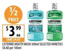 Supabarn Listerine Mouth Wash 500ml Selected Varieties offer
