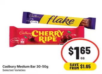 Cadbury Medium Bar 30-50g Selected Varieties